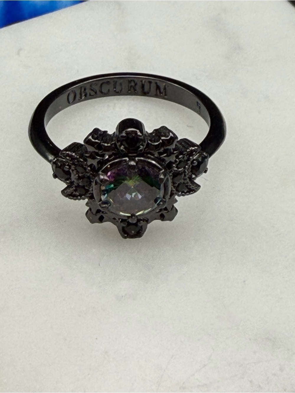 Alchemy Gothic Obscurum Ring #717 rainbow mystic topaz crystal size 5